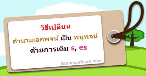 วิธีเปลี่ยนคำนามเอกพจน์เป็นคำนามพหูพจน์ การเติม s es ในภาษาอังกฤษ